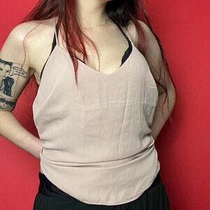 Sheer top layer nude tank top with high back​​​​​​​​​​​​​